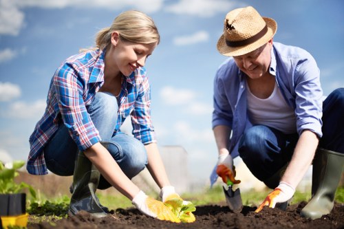 Professional team working on a Wimbledon landscape project