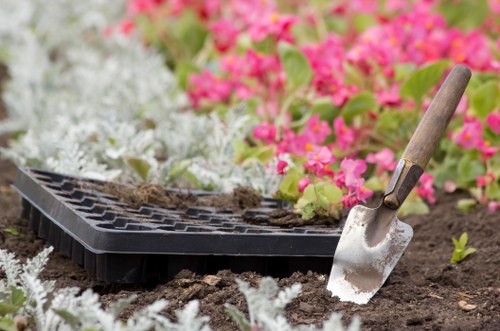 Professional gardener performing comprehensive garden maintenance
